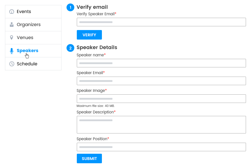 Adding Speakers On Frontend