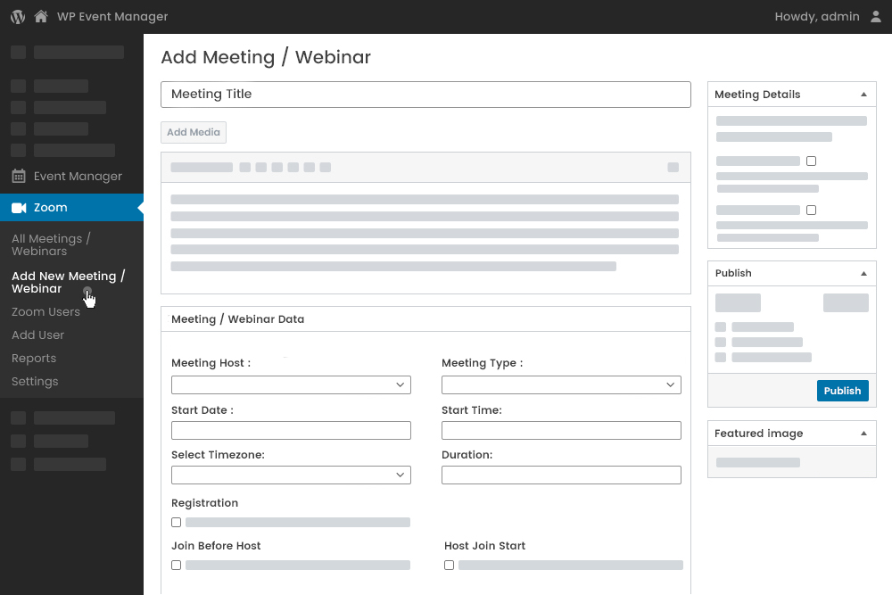 Admin Add New Meetings New