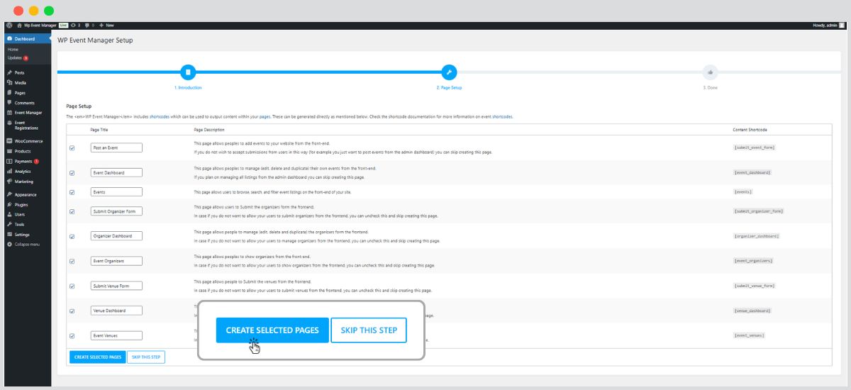 create selected pages option