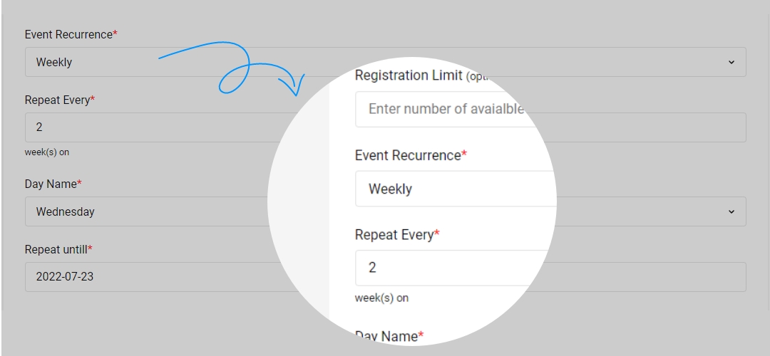 creating weekly events