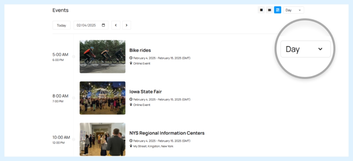 display events in wordpress calendar