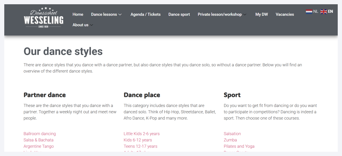 Danschool Wesseling dance styles