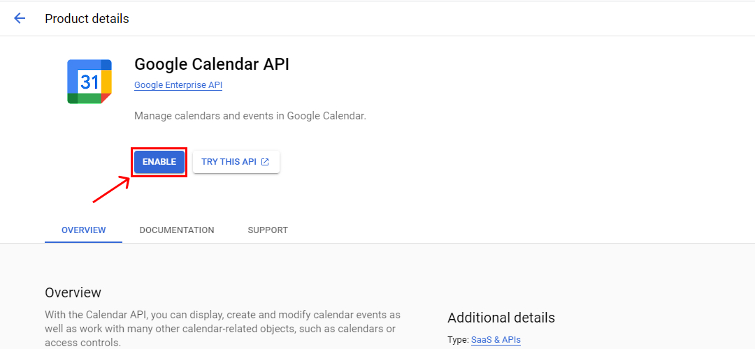enable calendar api
