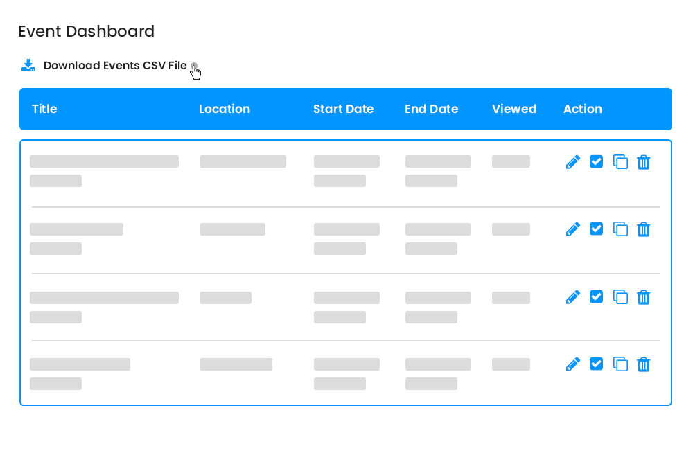 Event Dashboard Export Option