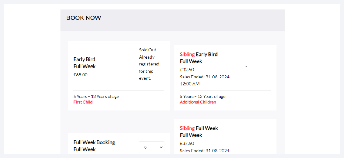 football skill school event listing