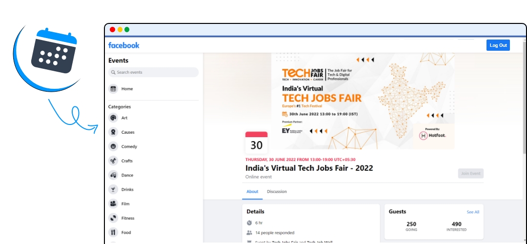 event page facebook