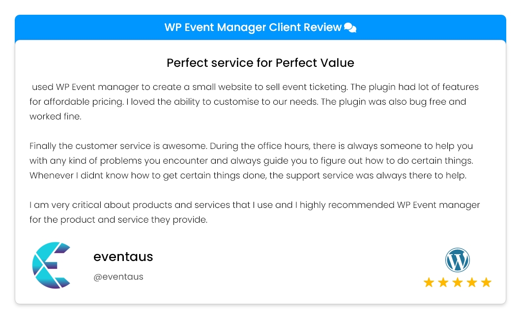 eventaus client review