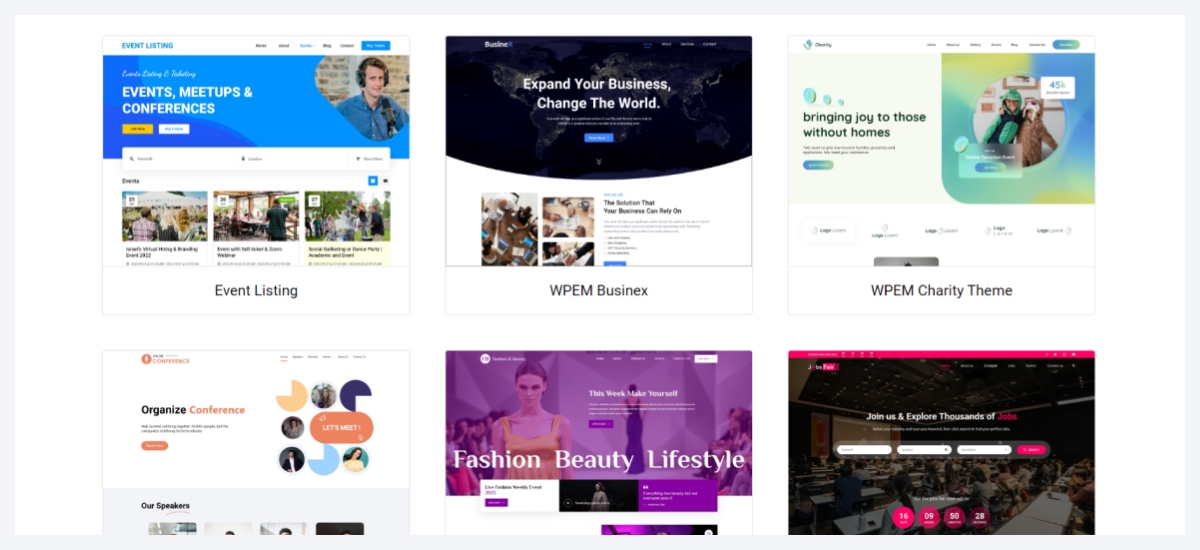 events listing by wp event manager