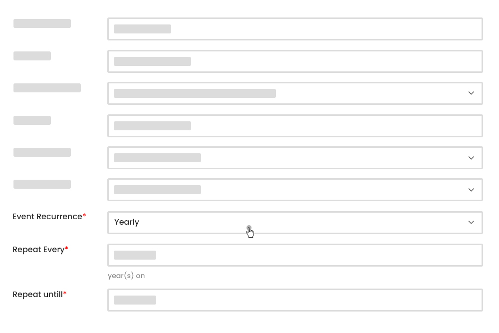 Frontend Yearly Recurrence
