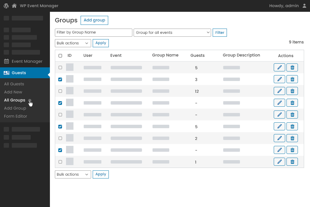 Guest Group Dashboard Admin Panel