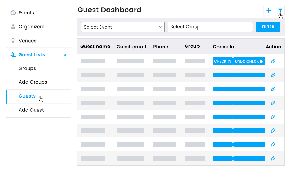 Guest List Dashboard On Frontend