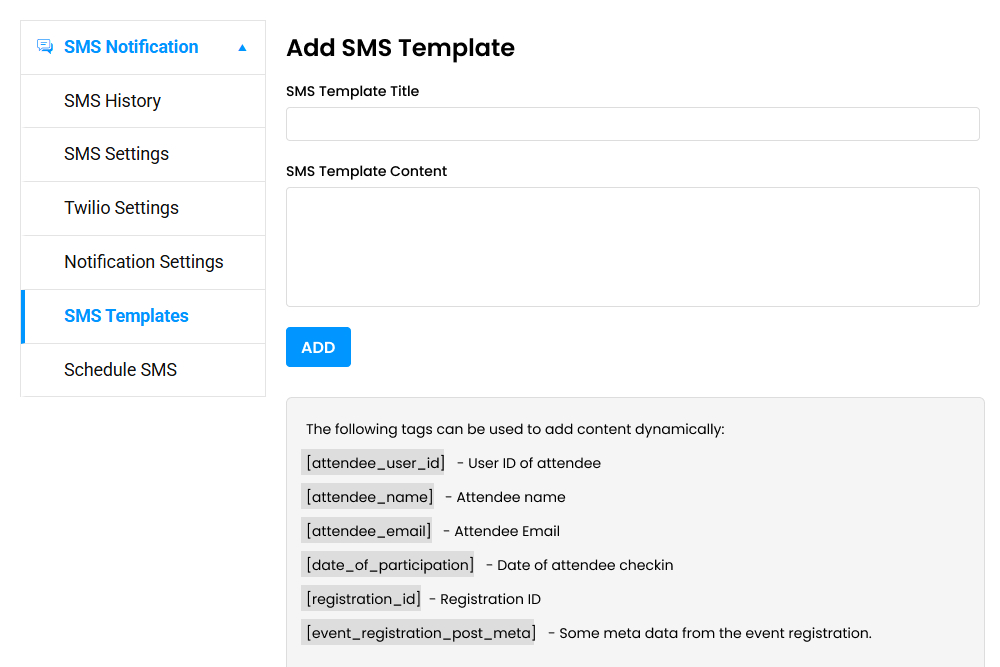 Handling Sms Template From Frontend