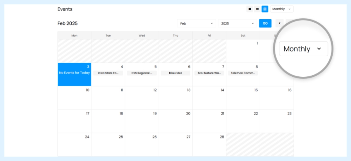 display events in wordpress calendar