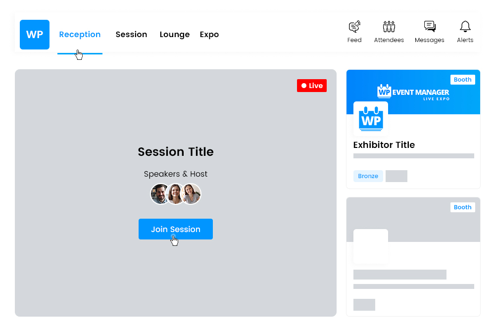 Sessions Booths Sponsors Reception