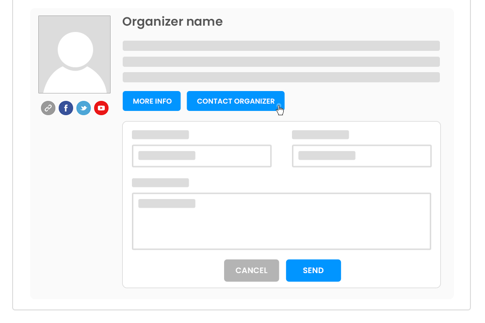 Single Event Listing Contact Organizer Form