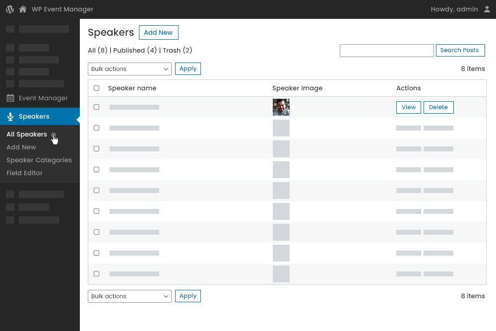 Speaker Dashboard Admin