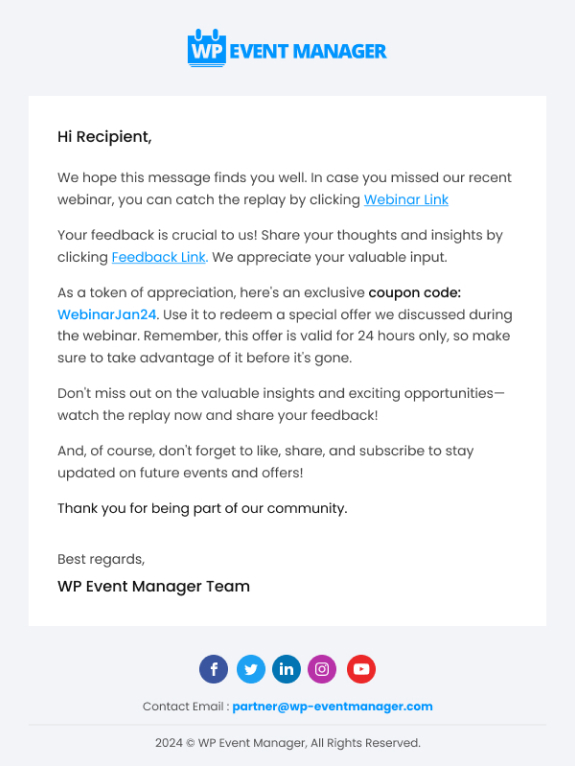 webinar feedback newsletter