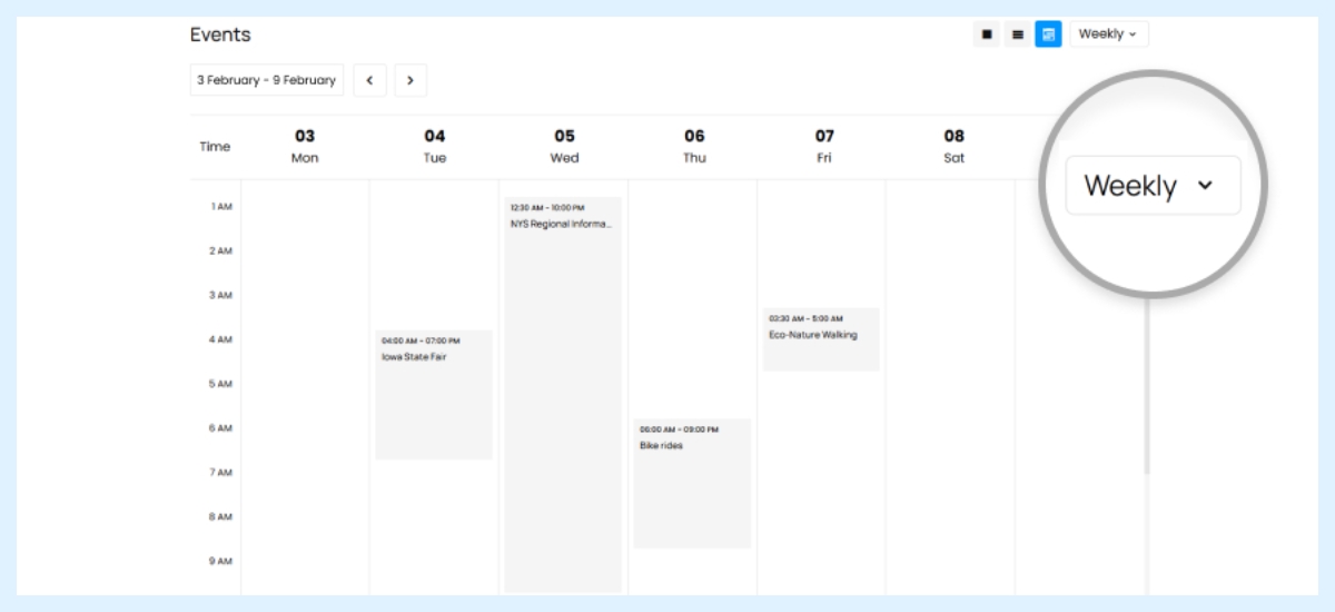 display events in wordpress calendar