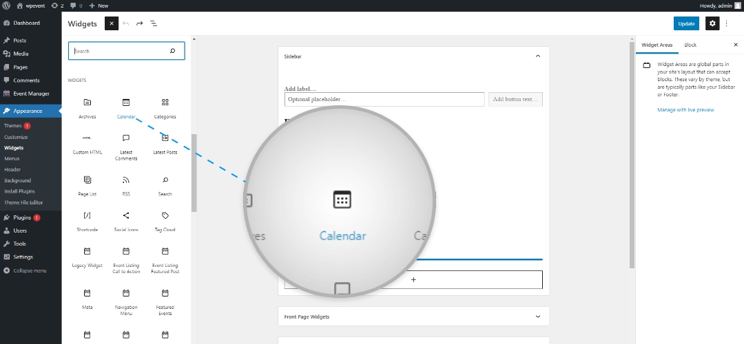 widget event calendar