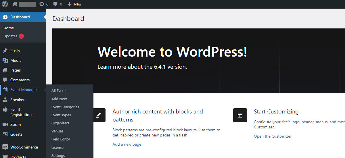 wordpress events website