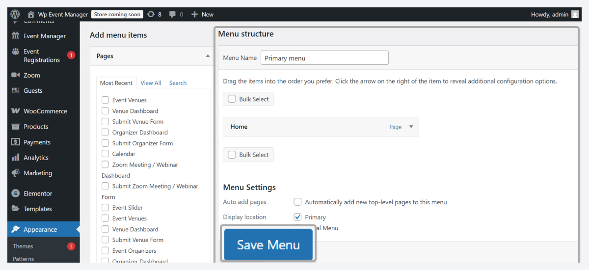 install wordpress event listing theme