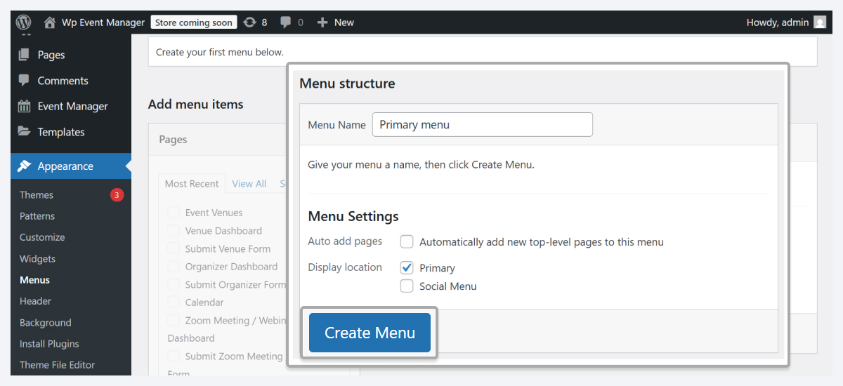 install wordpress event listing theme