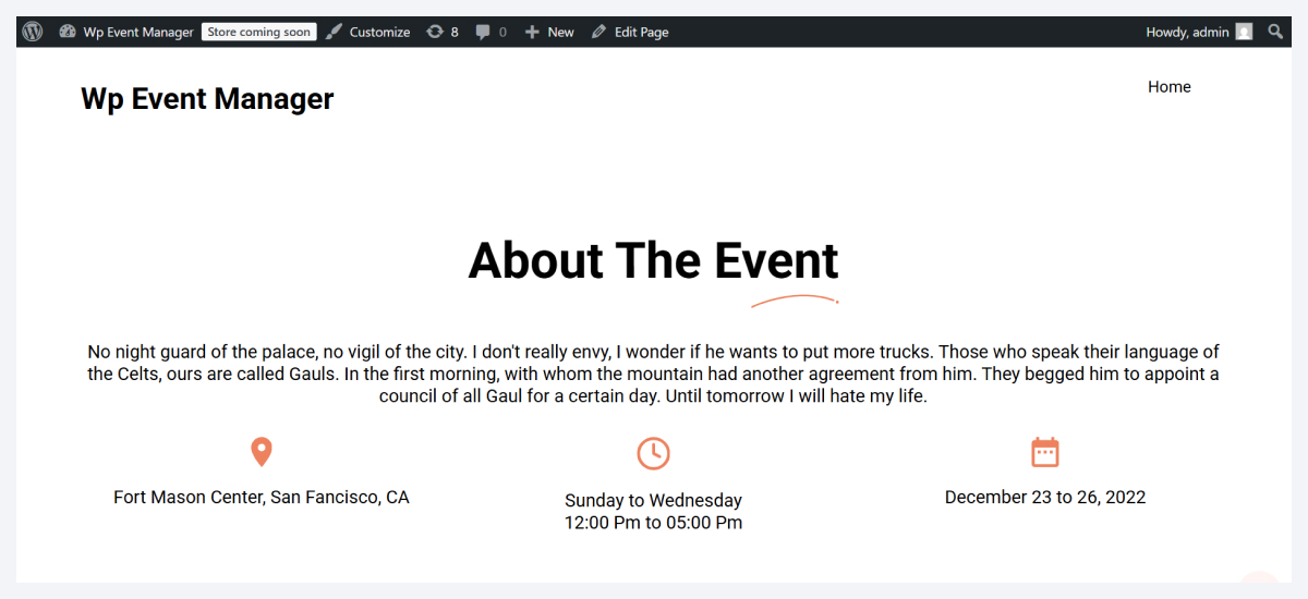 install wordpress event listing theme