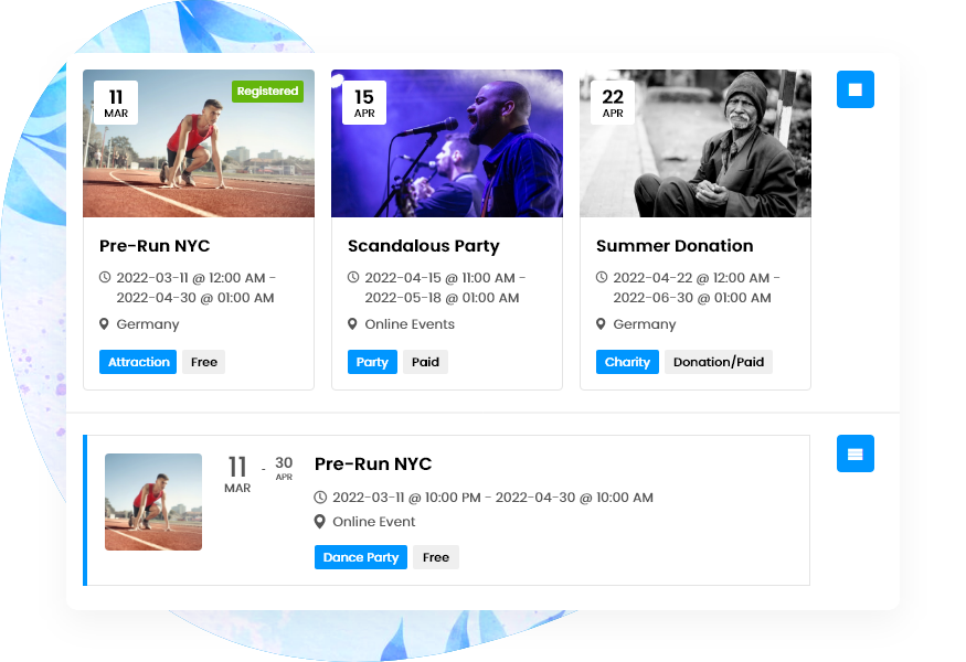 Event Listing Layout