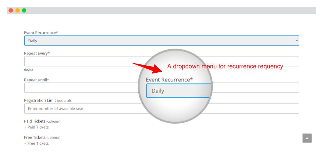 recurring events in wordpress