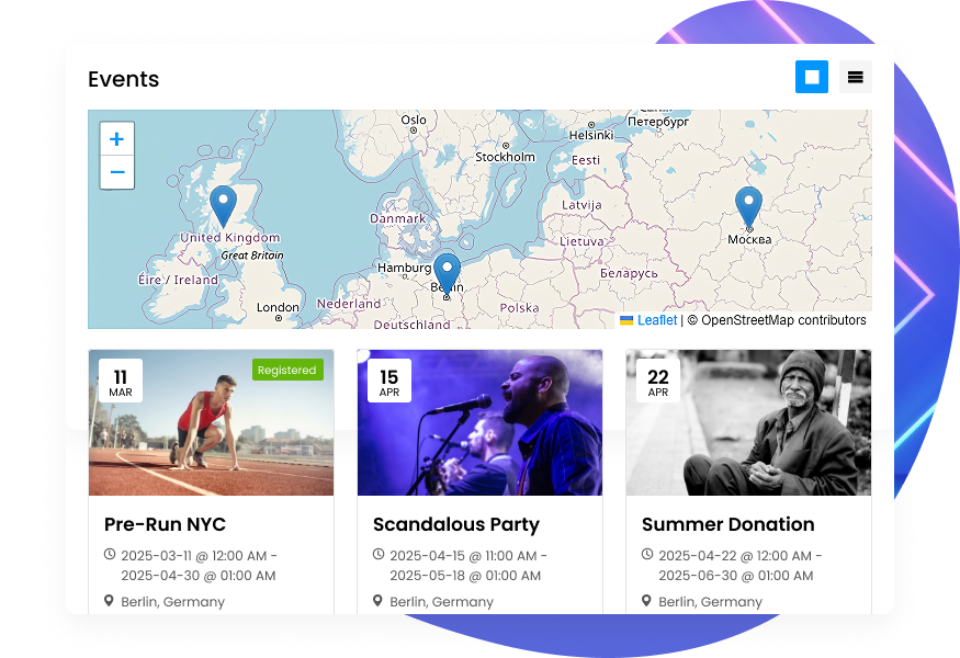 Map For Event Listing Page
