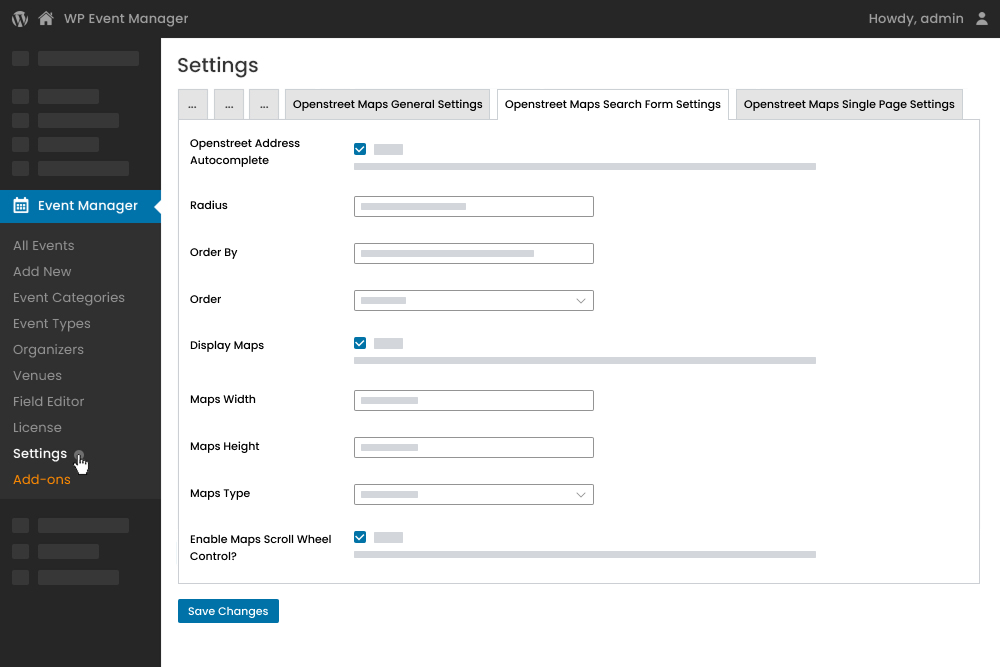 Search Form Settings