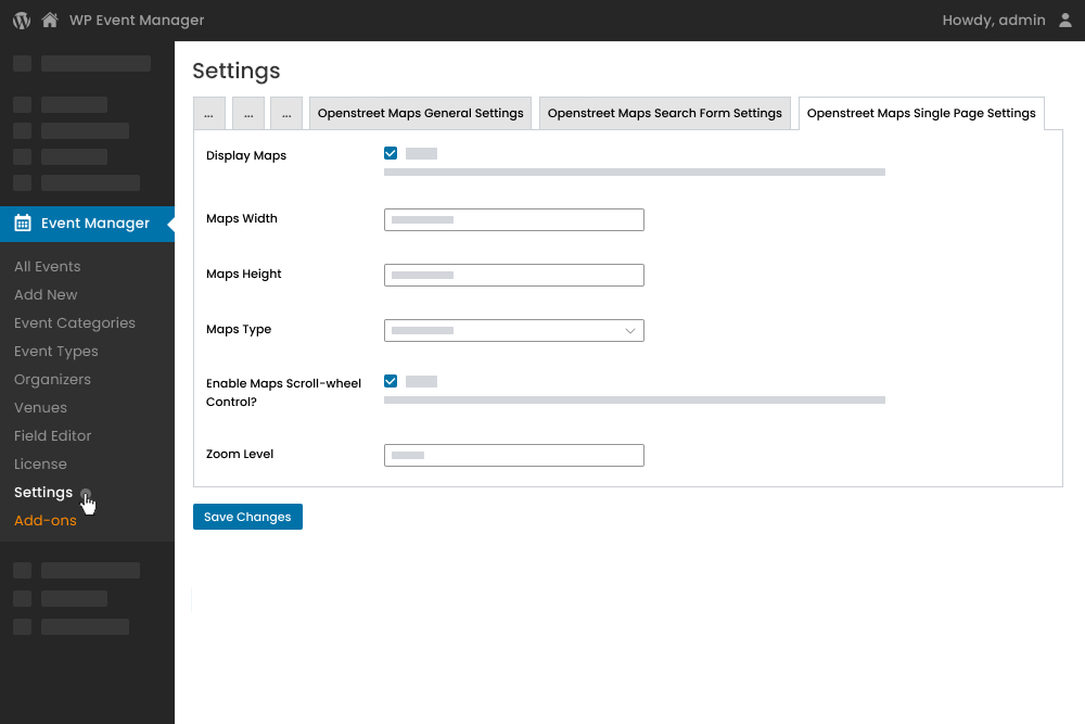 Single Page Settings